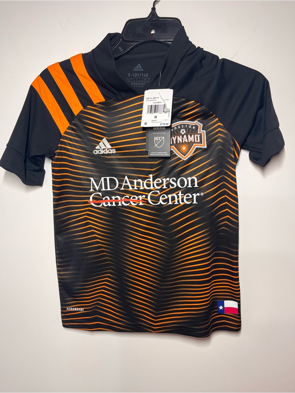 Adidas Houston Dynamo Kids' Black & Orange Soccer Jersey MLS